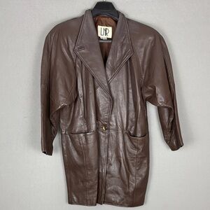 Women’s LNR Brown Leather Jacket - Size M - w/ Shoulder Pads